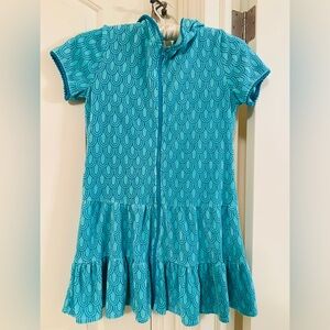 Teal terry cloth swim coverup